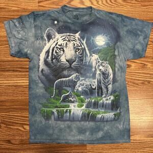 Liquid Blue White Tiger Waterfall Nature M Tye Dye T-shirt